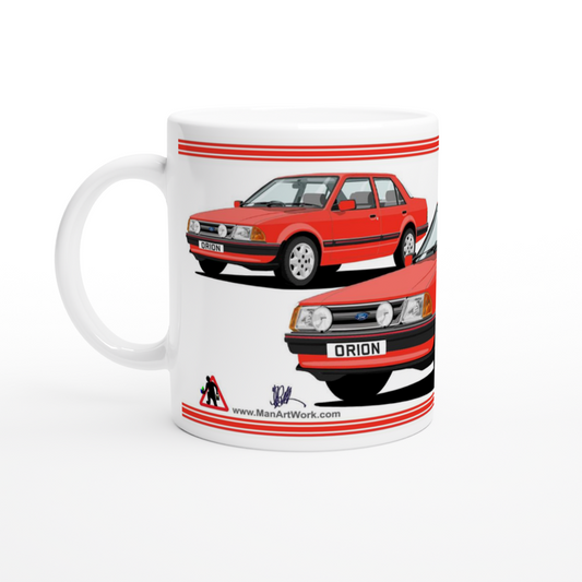 Ford Orion Mk1 Ghia in Red with RS Alloys Art Mug