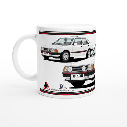 Ford Orion Mk1 Ghia in White with Pepperpots Art Mug