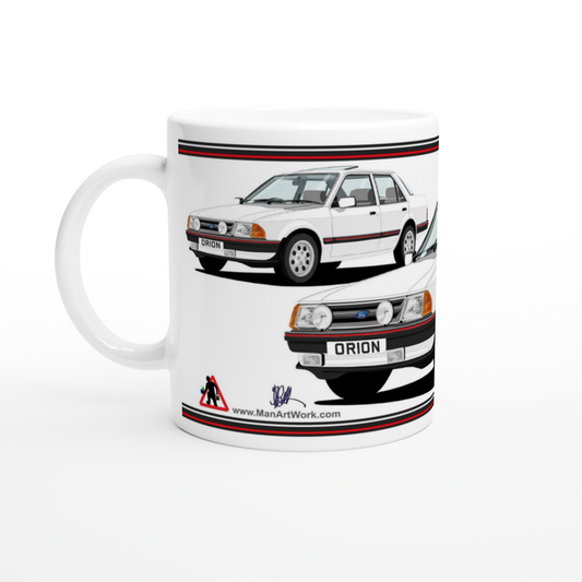 Ford Orion Mk1 Ghia in White with Pepperpots Art Mug