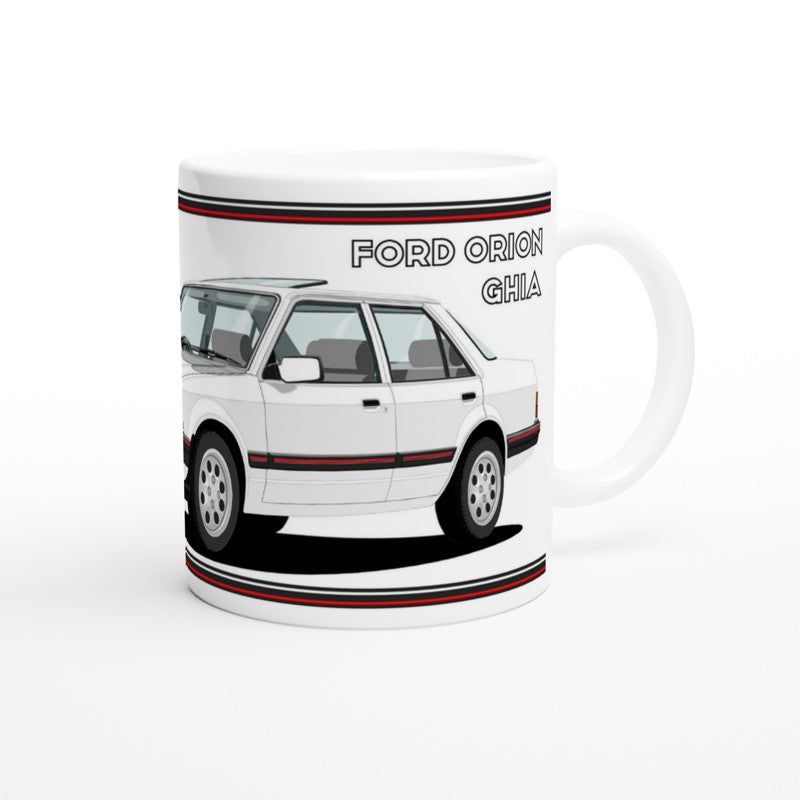 Ford Orion Mk1 Ghia in White with Pepperpots Art Mug
