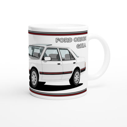 Ford Orion Mk1 Ghia in White with Pepperpots Art Mug
