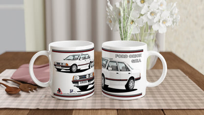 Ford Orion Mk1 Ghia in White with Pepperpots Art Mug