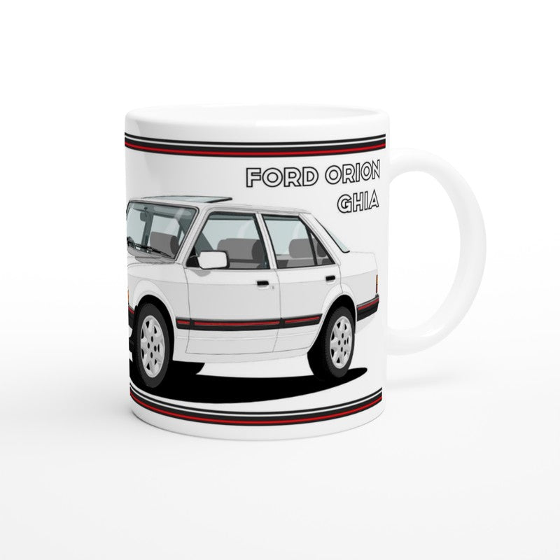 Ford Orion Mk1 Ghia in White with RS Alloys Art Mug