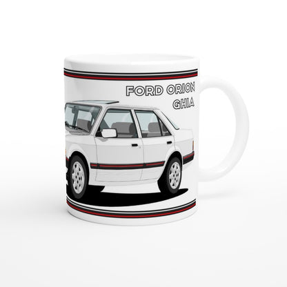 Ford Orion Mk1 Ghia in White with RS Alloys Art Mug