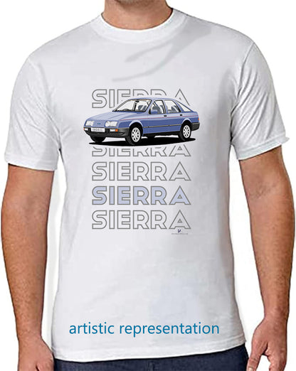 Ford Sierra Ghia in Blue Art T Shirt (Words)
