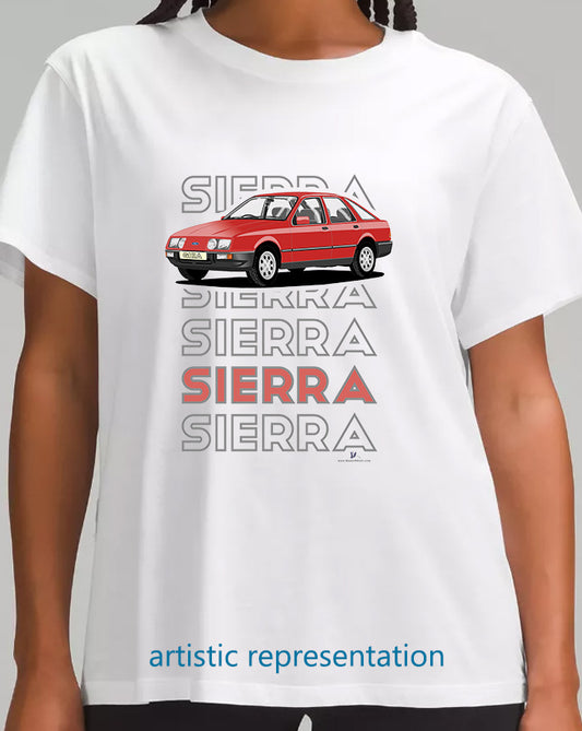 Ford Sierra Ghia in Red Art T Shirt (Words)