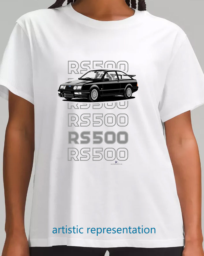 Ford Sierra RS500 in Black Art T Shirt (Words)