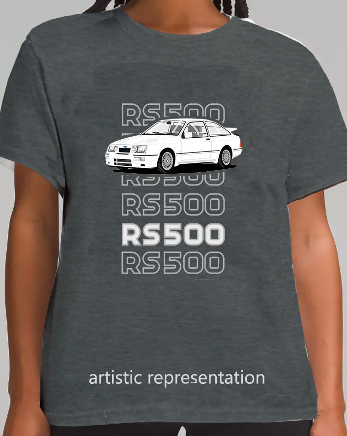 Ford Sierra RS500 in White Art T Shirt (Words)
