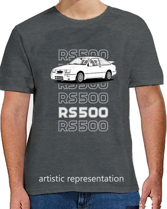 Ford Sierra RS500 in White Art T Shirt (Words)
