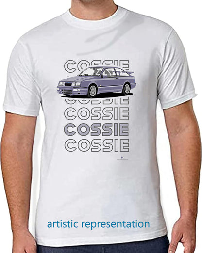 Ford Sierra RS Cosworth in Light Blue Art T Shirt (Words)