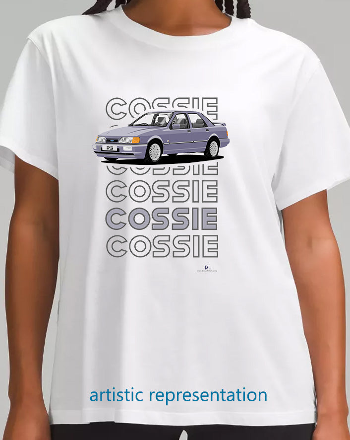Ford Sierra Sapphire RS Cosworth 2WD in Blue Art T Shirt (Words)