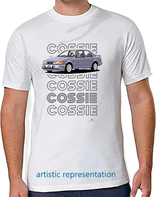 Ford Sierra Sapphire RS Cosworth 2WD in Blue Art T Shirt (Words)