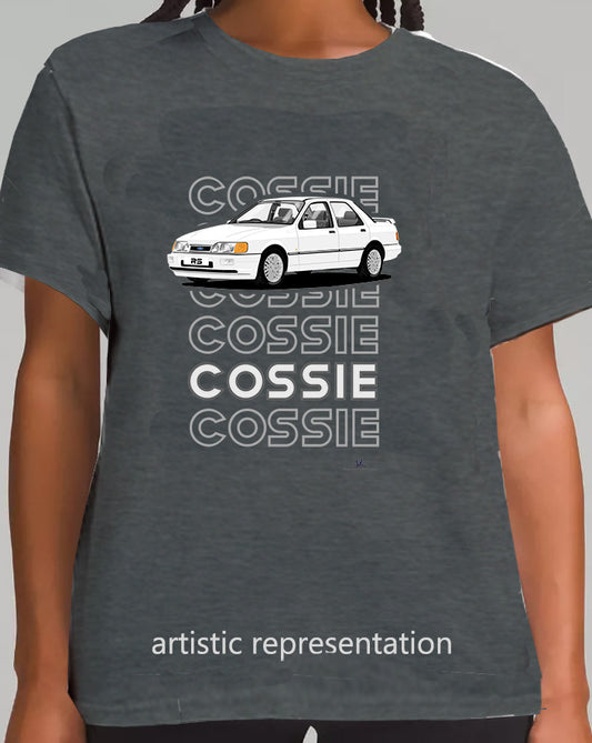 Ford Sierra Sapphire RS Cosworth 2WD in White Art T Shirt (Words)