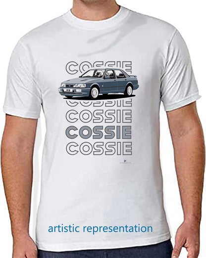 Ford Sierra Sapphire RS Cosworth 4x4 in Blue Art T Shirt (Words)
