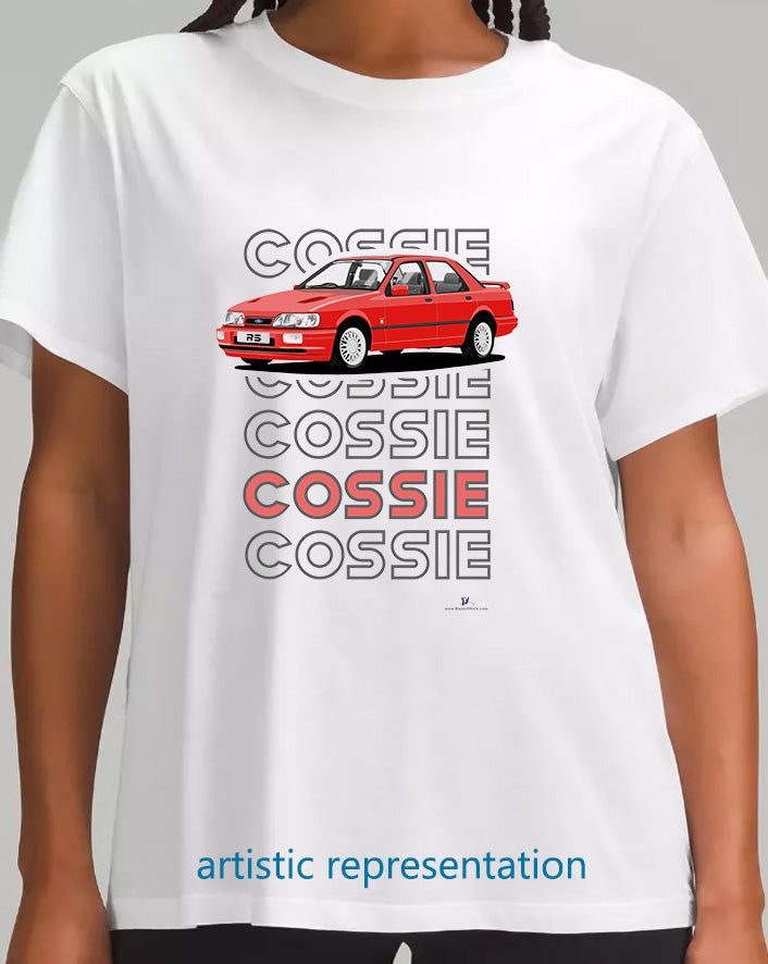 Ford Sierra Sapphire RS Cosworth 4x4 in Red Art T Shirt (Words)