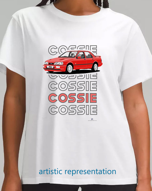 Ford Sierra Sapphire RS Cosworth 4x4 in Red Art T Shirt (Words)
