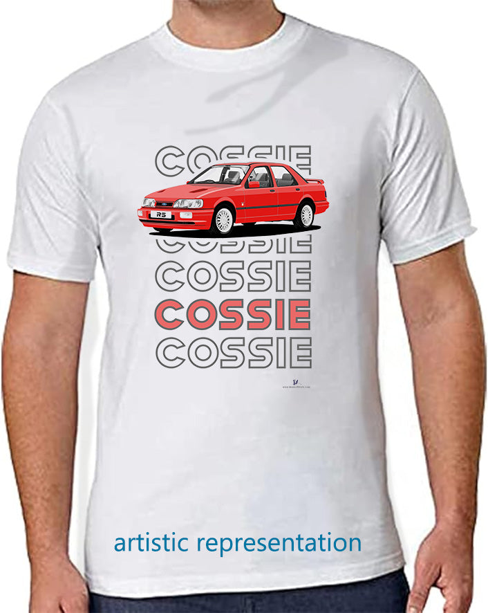 Ford Sierra Sapphire RS Cosworth 4x4 in Red Art T Shirt (Words)