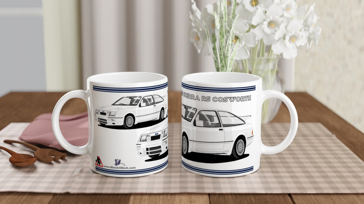 Ford Sierra RS Cosworth in White Art Mug