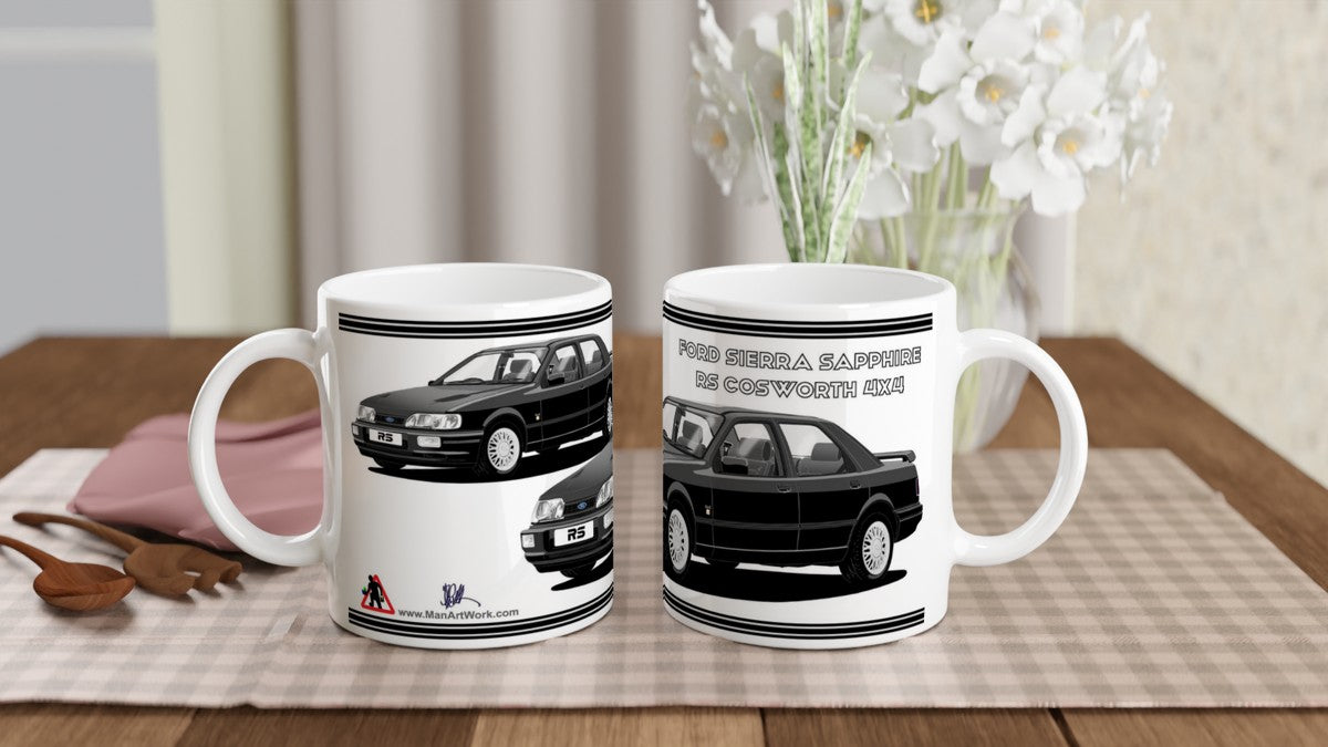 Ford Sierra Sapphire RS Cosworth 4x4 in Black Art Mug