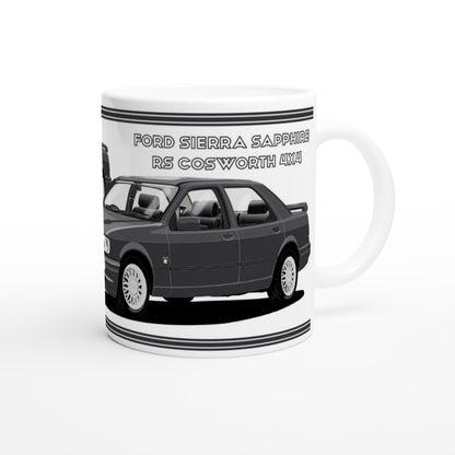 Ford Sierra Sapphire RS Cosworth 4x4 in Gray Art Mug