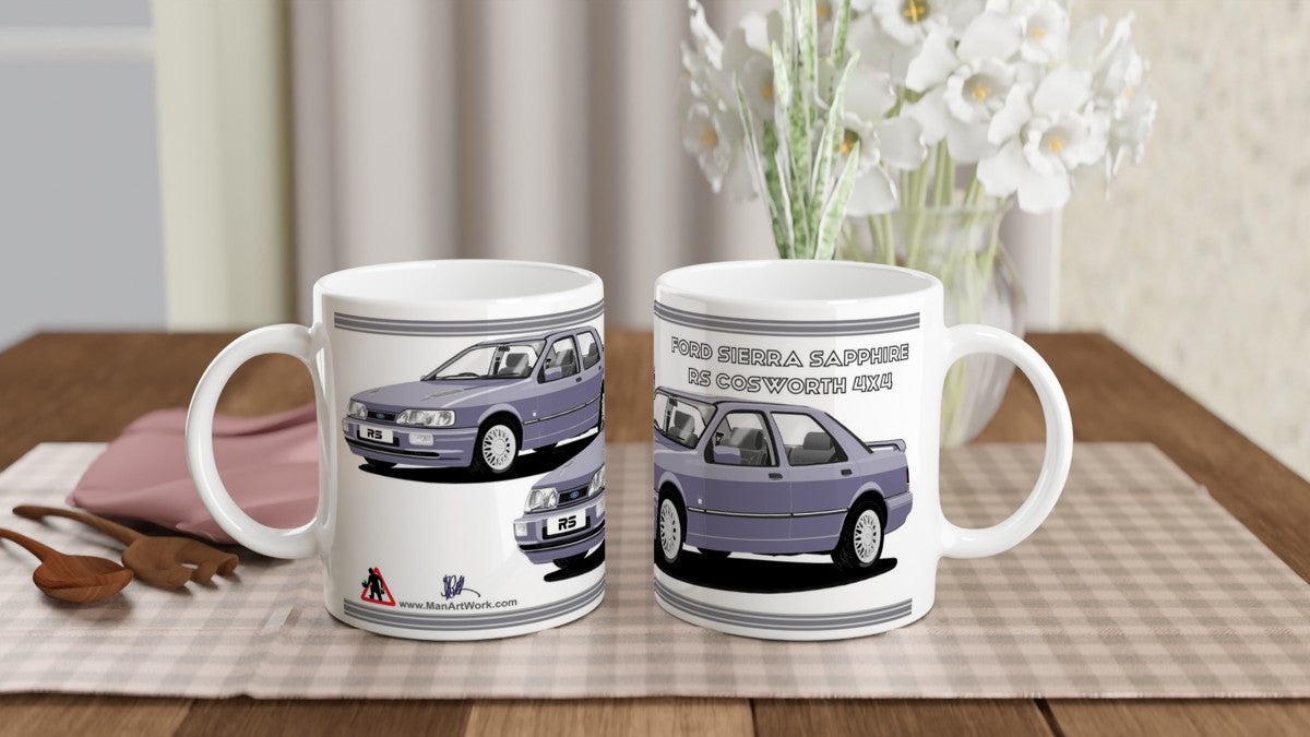 Ford Sierra Sapphire RS Cosworth 4x4 in Light Blue Art Mug