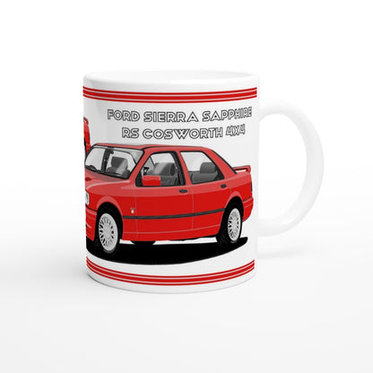 Ford Sierra Sapphire RS Cosworth 4x4 in Red Art Mug