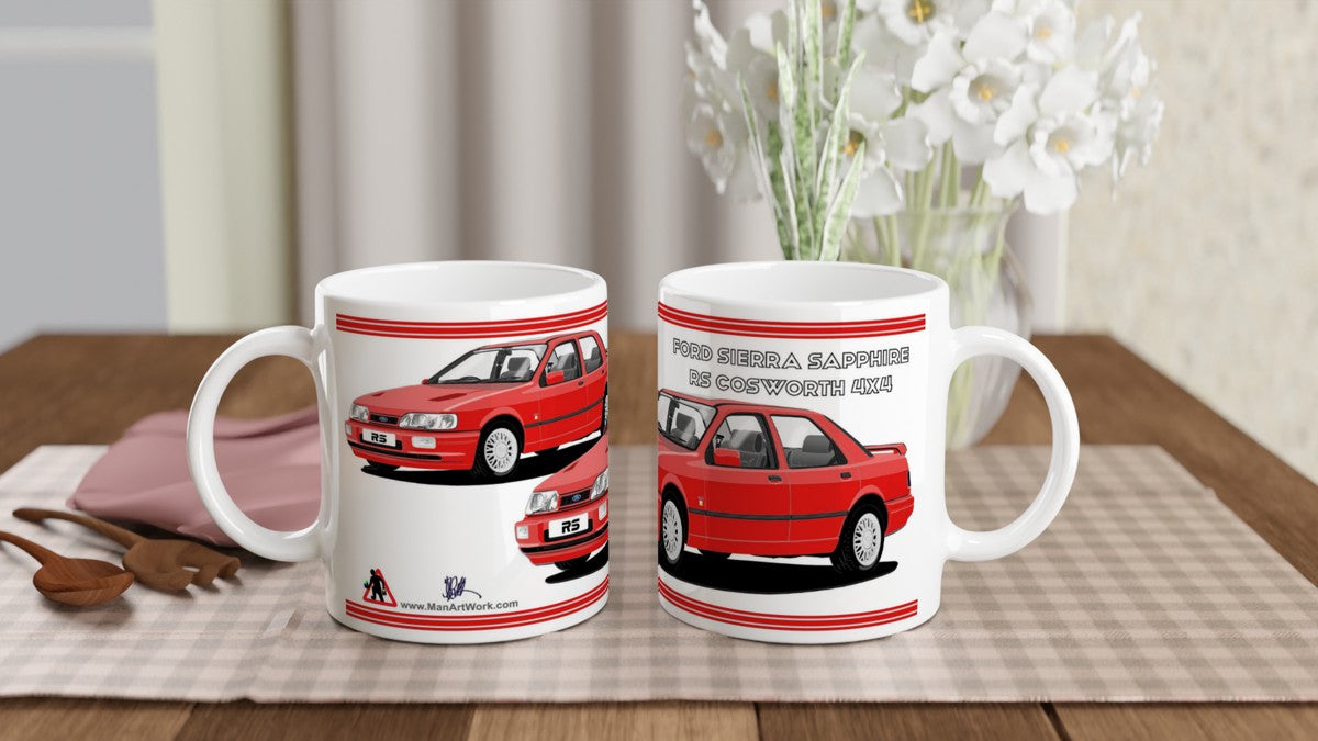 Ford Sierra Sapphire RS Cosworth 4x4 in Red Art Mug