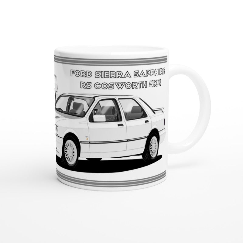 Ford Sierra Sapphire RS Cosworth 4x4 in White Art Mug