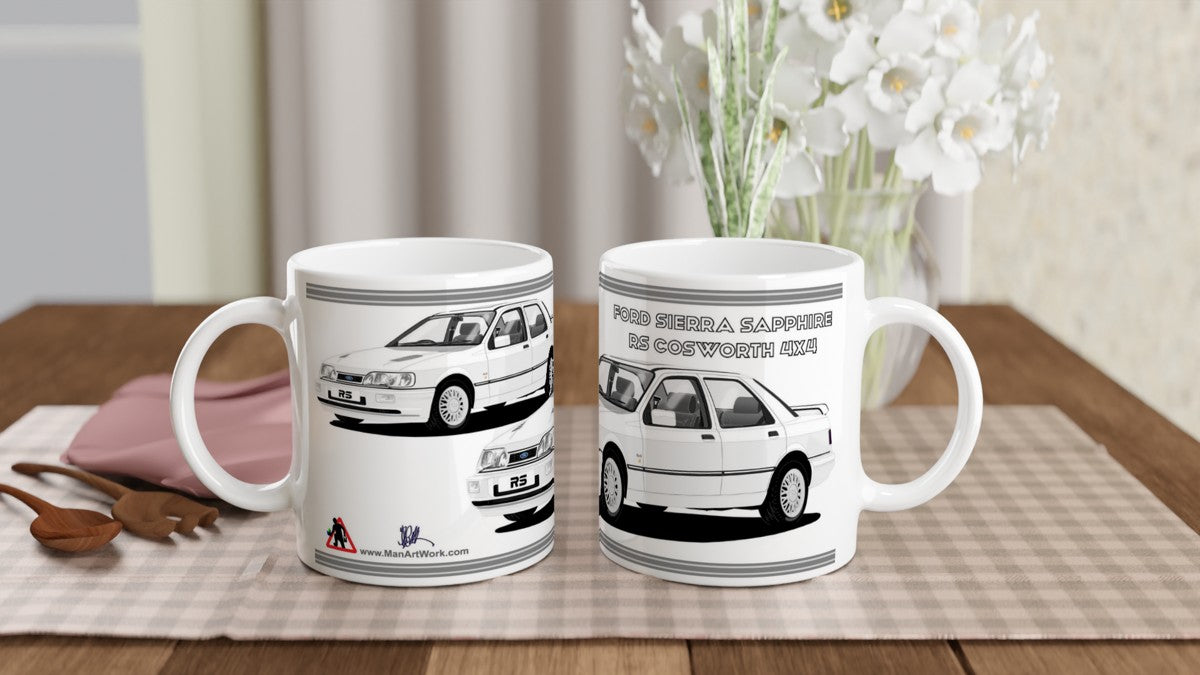 Ford Sierra Sapphire RS Cosworth 4x4 in White Art Mug