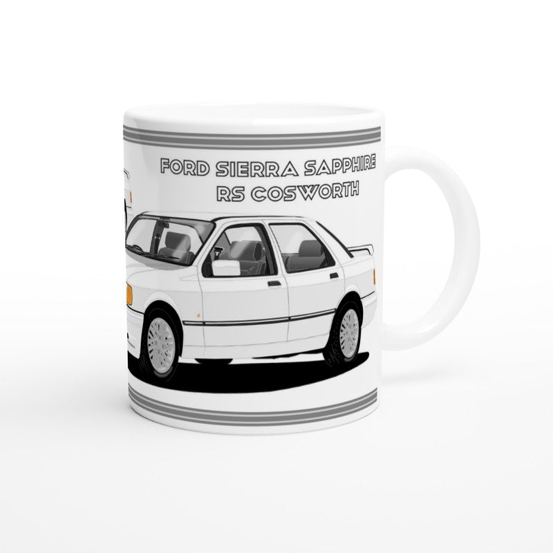 Ford Sierra Sapphire RS Cosworth in White Art Mug