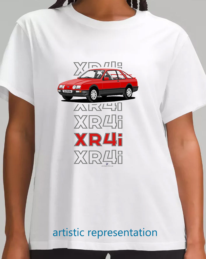 Ford Sierra XR4i in Red Art T Shirt (Words)