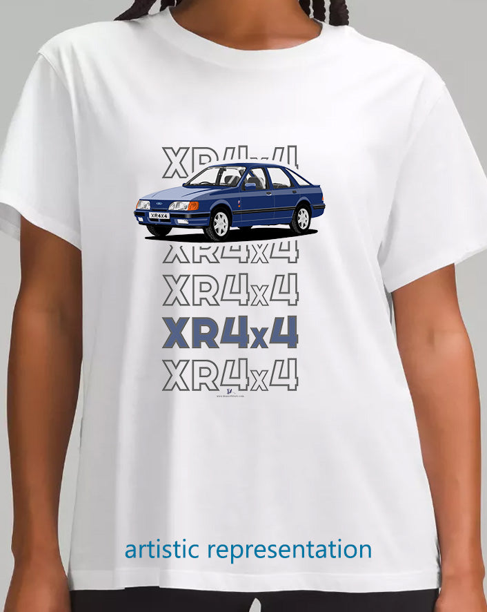 Ford Sierra XR4x4 in Blue Art T Shirt (Words)
