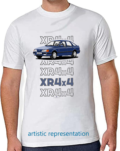 Ford Sierra XR4x4 in Blue Art T Shirt (Words)