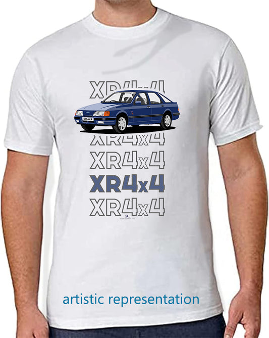Ford Sierra XR4x4 in Blue Art T Shirt (Words)