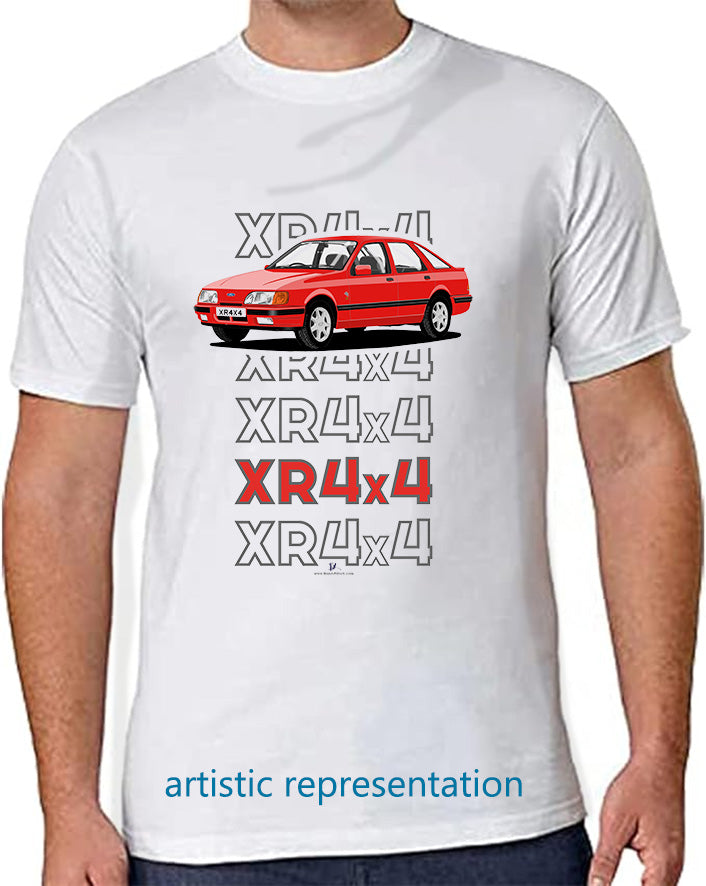 Ford Sierra XR4x4 in Red Art T Shirt (Words)