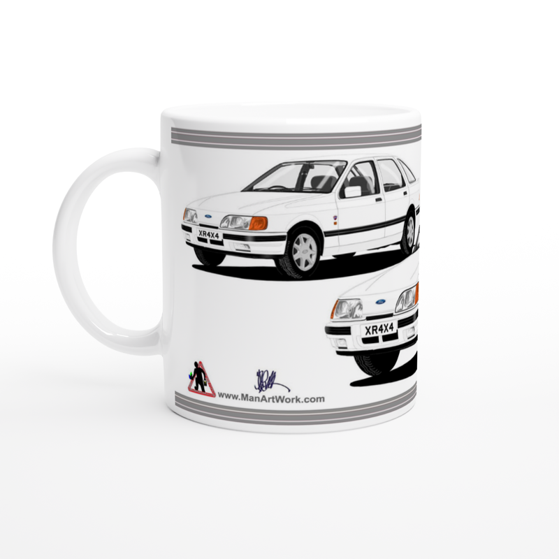 Ford Sierra XR4x4 in White Art Mug