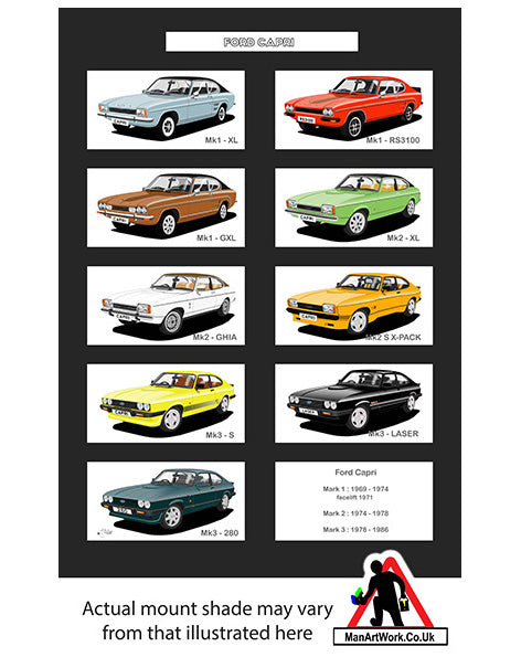 Ford Capri MK1 -> Mk3 A4 Art Print