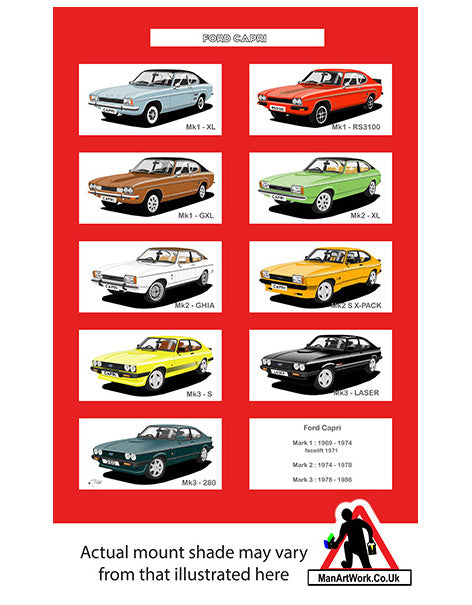 Ford Capri MK1 -> Mk3 A4 Art Print