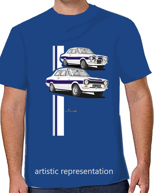 Ford Escort Mk1 RS2000 in White and Navy T Shirt