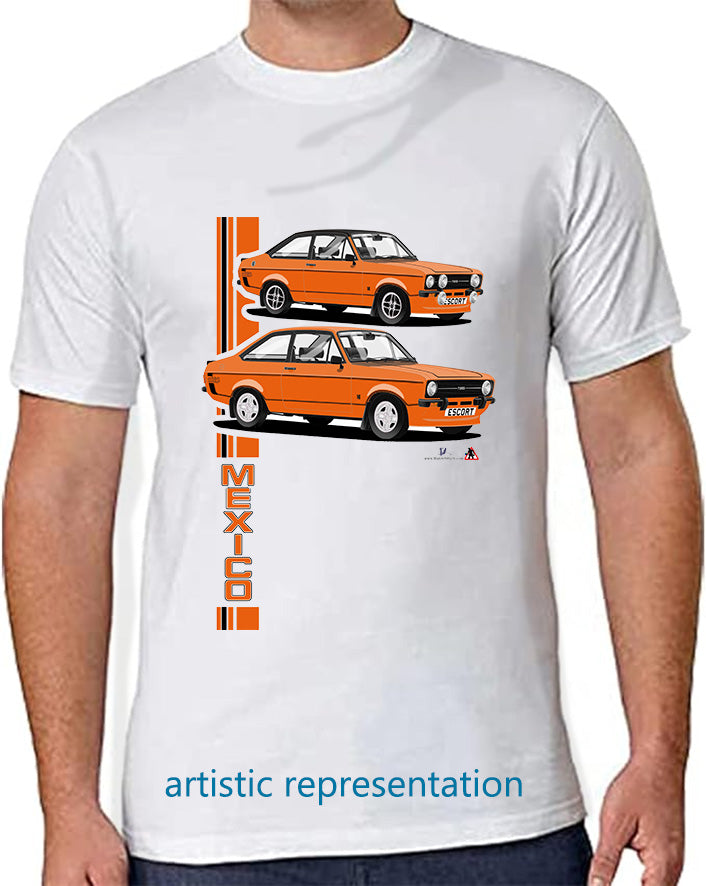 Ford Escort Mk2 Mexico T Shirt (Orange Car)