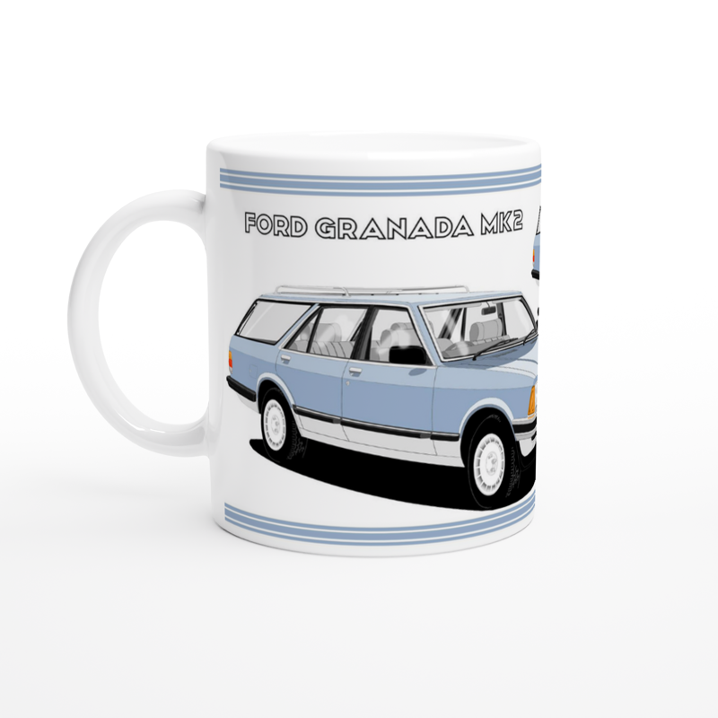 Ford Granada Mk2 Ghia X Estate facelift in Blue & Silver Art Mug