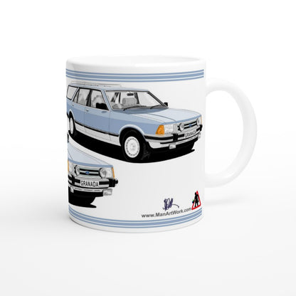Ford Granada Mk2 Ghia X Estate facelift in Blue & Silver Art Mug