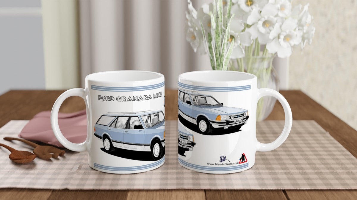 Ford Granada Mk2 Ghia X Estate facelift in Blue & Silver Art Mug