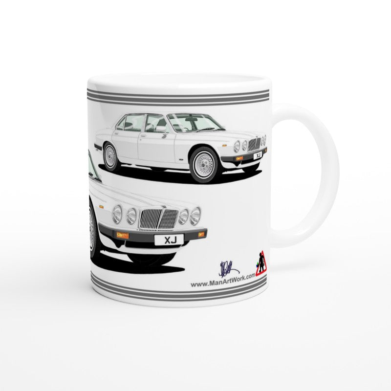 Jaguar XJ6 Mk3 in White Art Mug