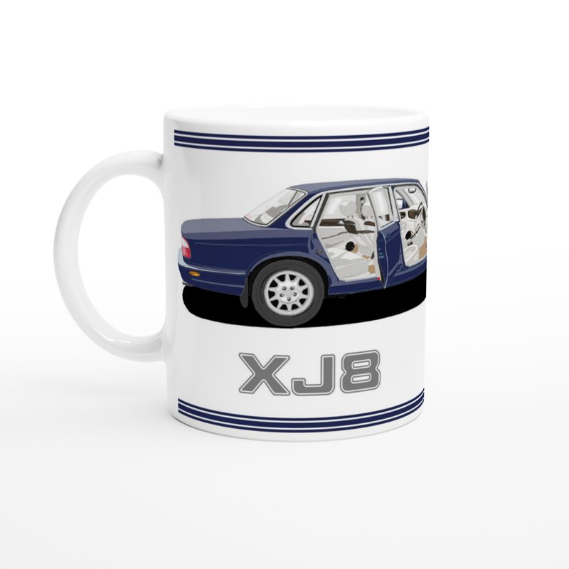 Jaguar XJ8 in Blue Art Mug