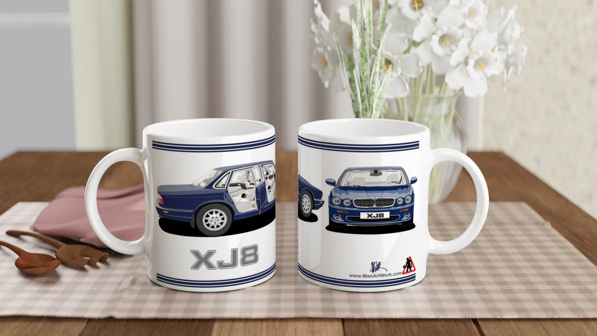 Jaguar XJ8 in Blue Art Mug