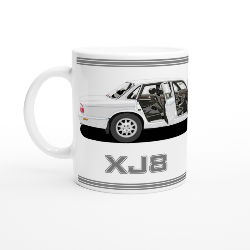 Jaguar XJ8 in White Art Mug