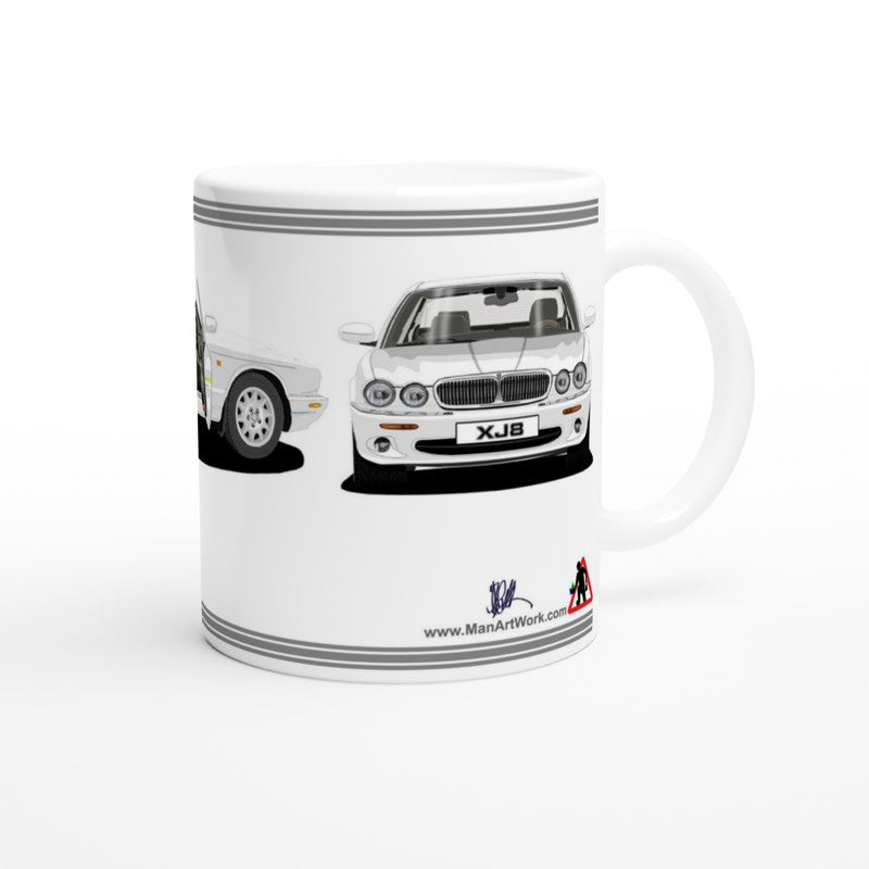 Jaguar XJ8 in White Art Mug