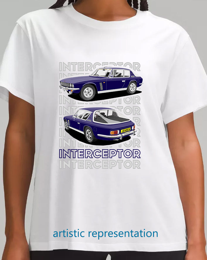 Jensen Interceptor in Blue & Black T Shirt