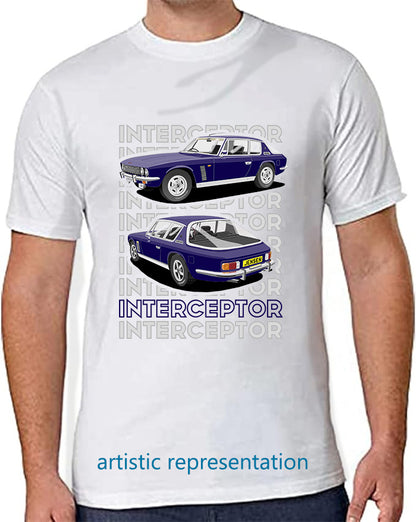 Jensen Interceptor in Blue & Black T Shirt